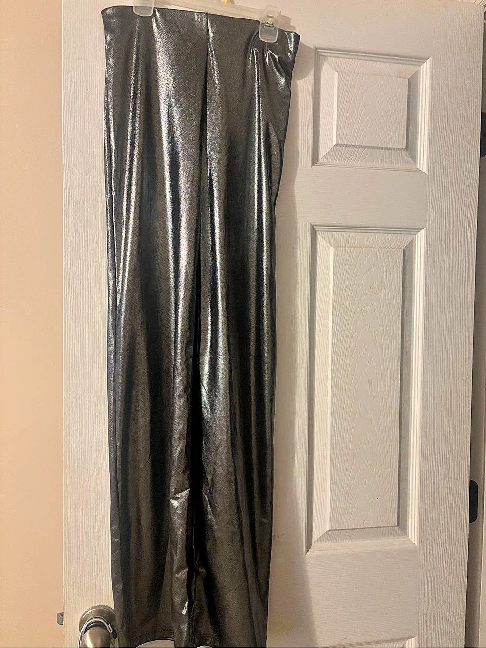 New Shiny Silver Wide Leg Pants